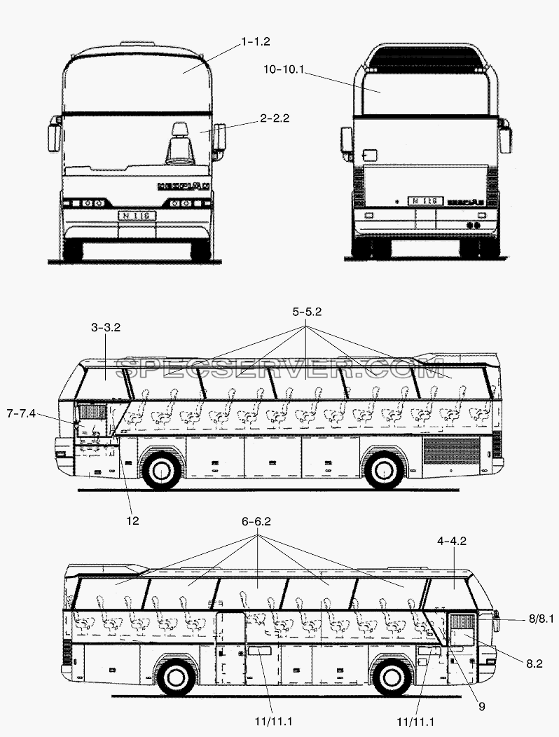 Neoplan автобус салон схема