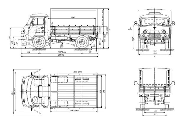 Размер кузова уаз головастик бортовой старого образца